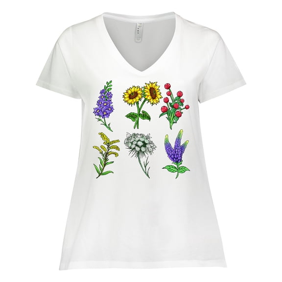 Inktastic Group of Beautiful Wildflowers Women's Plus Size V-Neck T-Shirt