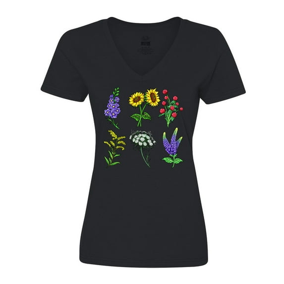 Inktastic Group of Beautiful Wildflowers Women's V-Neck T-Shirt