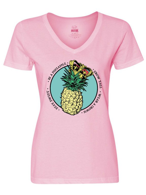 Grow Tall Stay Sweet Wear a Crown Pineapple Queen Women's V-Neck T-Shirt