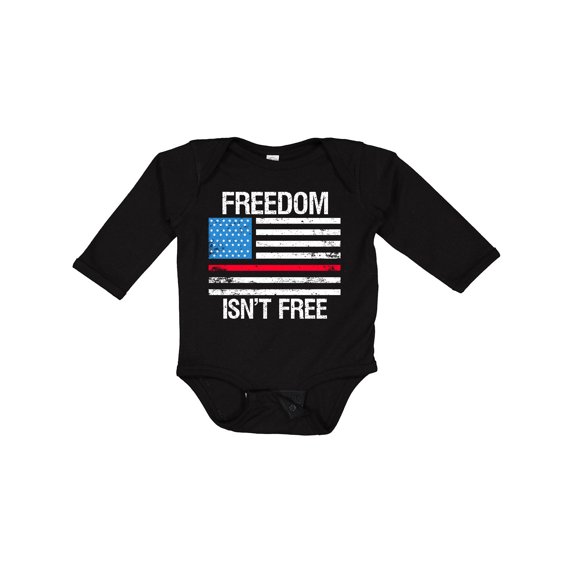 Inktastic Grunge American Flag Freedom isn't Free Boys or Girls Long Sleeve Baby Bodysuit