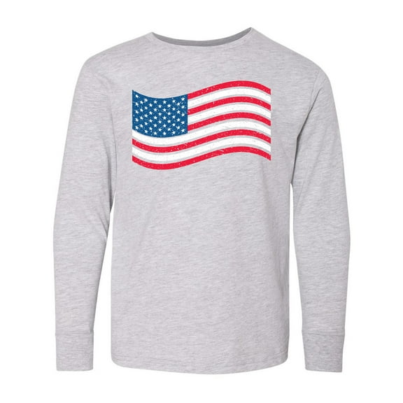 Inktastic Grunge American Flag Long Sleeve Youth T-Shirt
