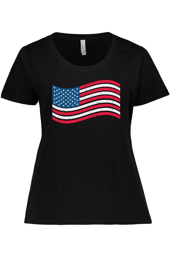 Grunge American Flag Women's Plus Size T-Shirt