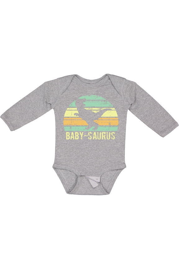 Grunge Baby-saurus T-rex Boys or Girls Long Sleeve Baby Bodysuit