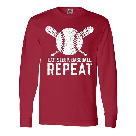 Inktastic Grunge Eat Sleep Baseball Repeat Long Sleeve T-Shirt
