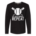 thumbnail image 1 of Inktastic Grunge Eat Sleep Baseball Repeat Long Sleeve T-Shirt, 1 of 5