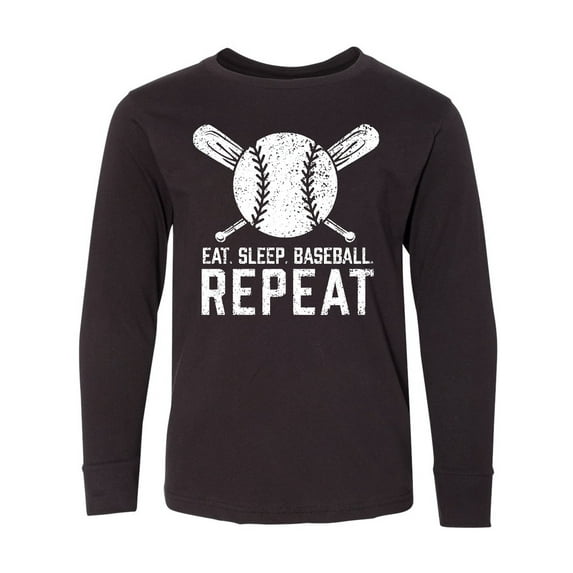 Inktastic Grunge Eat Sleep Baseball Repeat Long Sleeve Youth T-Shirt