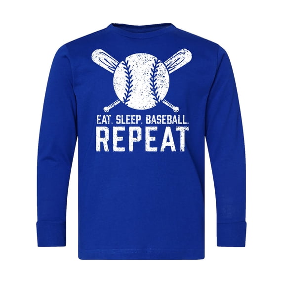 Inktastic Grunge Eat Sleep Baseball Repeat Long Sleeve Youth T-Shirt