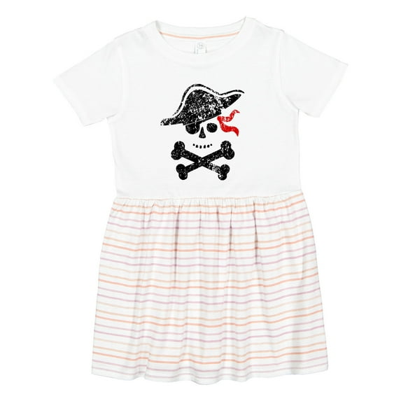 Inktastic Grunge Pirate Skull and Cross Bones Girls Toddler Dress