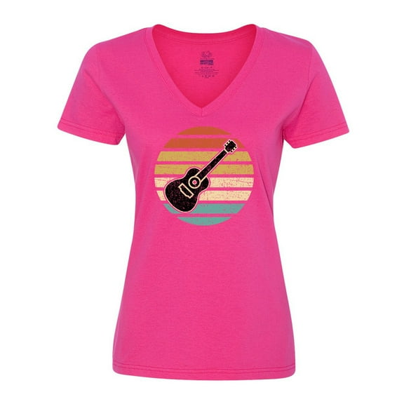 Inktastic Guitar Music Gift for Guitarist Musician Women's V-Neck T-Shirt