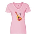 thumbnail image 1 of Inktastic Guitar Music Retro Musician Women's V-Neck T-Shirt, 1 of 5