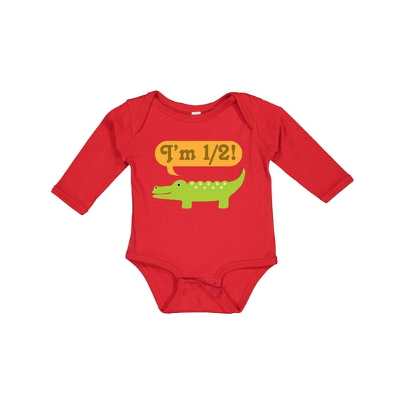 Inktastic Half Birthday 1/2 Boy Alligator Boys Long Sleeve Baby Bodysuit