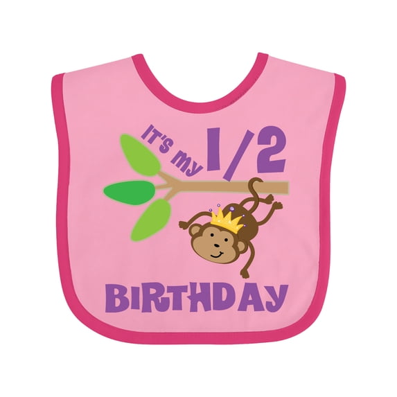 Inktastic Half Birthday 6 Months Baby Monkey Boys or Girls Baby Bib