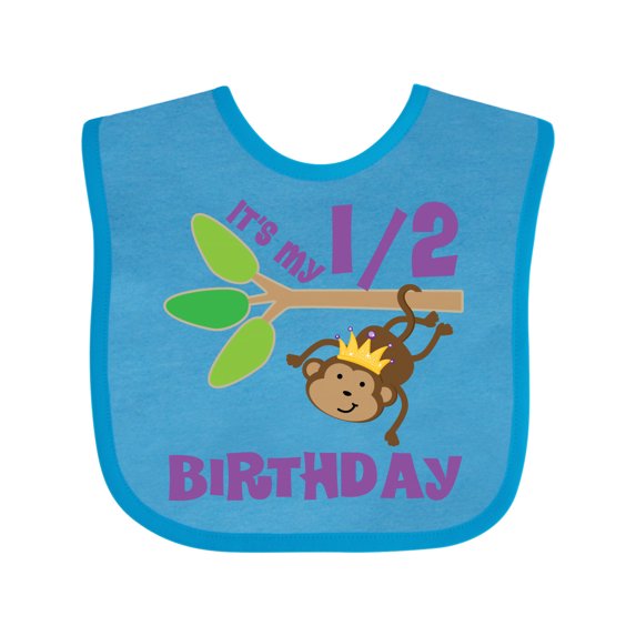 Inktastic Half Birthday 6 Months Baby Monkey Boys or Girls Baby Bib