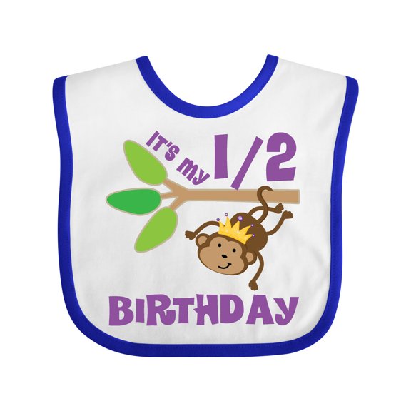 Inktastic Half Birthday 6 Months Baby Monkey Boys or Girls Baby Bib