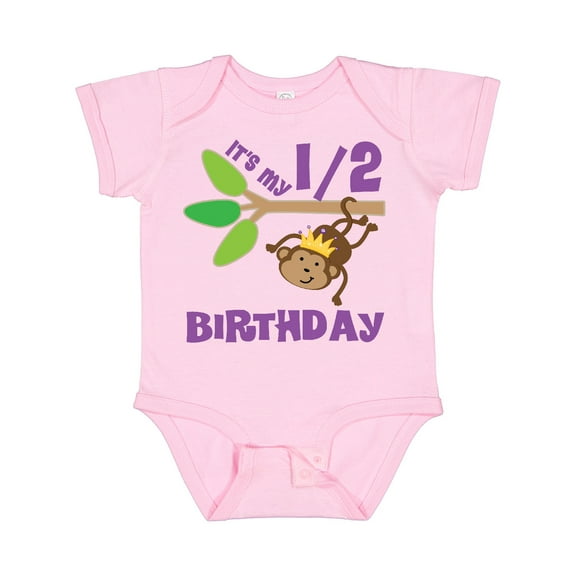 Inktastic Half Birthday 6 Months Baby Monkey Boys or Girls Baby Bodysuit