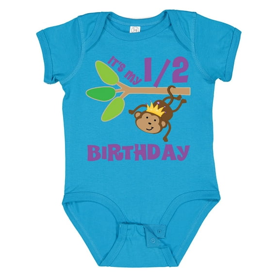 Inktastic Half Birthday 6 Months Baby Monkey Boys or Girls Baby Bodysuit