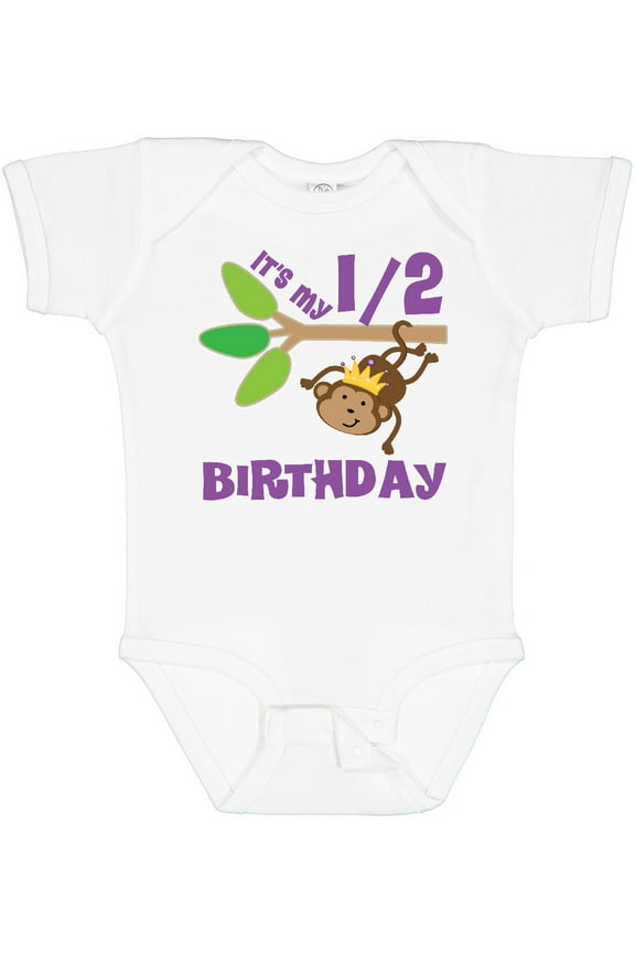 Half Birthday 6 Months Baby Monkey Boys or Girls Baby Bodysuit