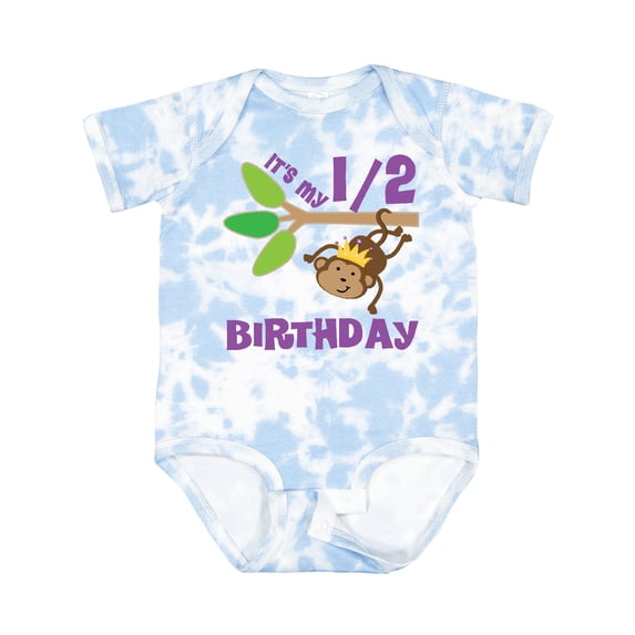 Inktastic Half Birthday 6 Months Baby Monkey Boys or Girls Baby Bodysuit
