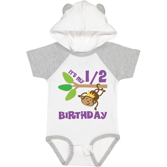 Inktastic Half Birthday 6 Months Baby Monkey Boys or Girls Baby Bodysuit