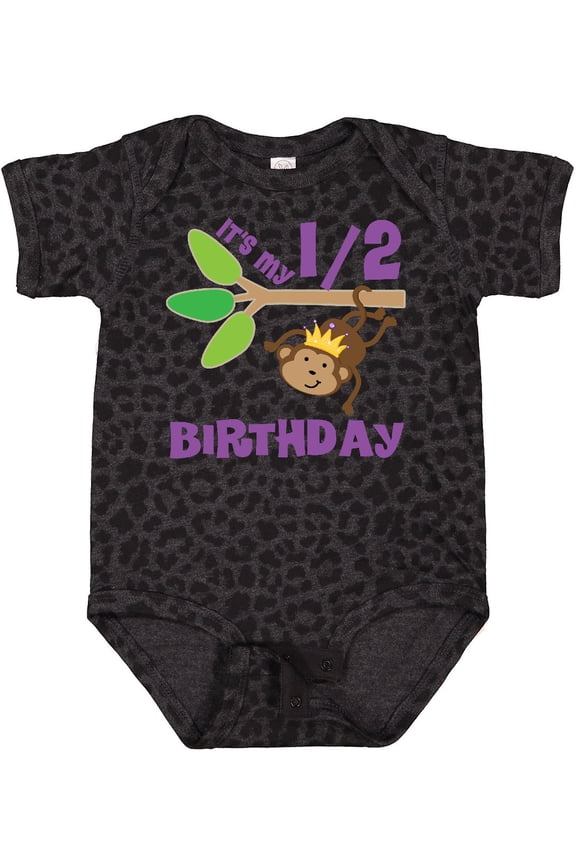 Half Birthday 6 Months Baby Monkey Boys or Girls Baby Bodysuit