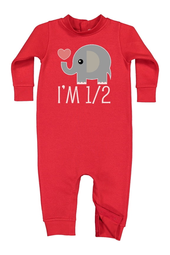 Half Birthday Cute Elephant Baby Fleece Romper