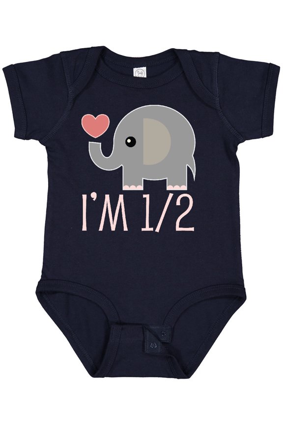 Half Birthday Cute Elephant Girls Baby Bodysuit
