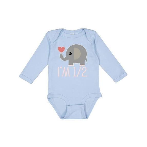 Inktastic Half Birthday Cute Elephant Girls Long Sleeve Baby Bodysuit