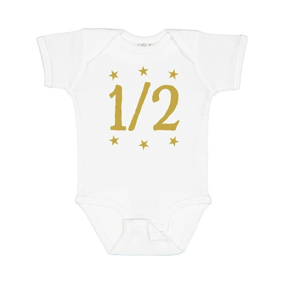 Inktastic Half Birthday Gold Stars Boys or Girls Baby Bodysuit