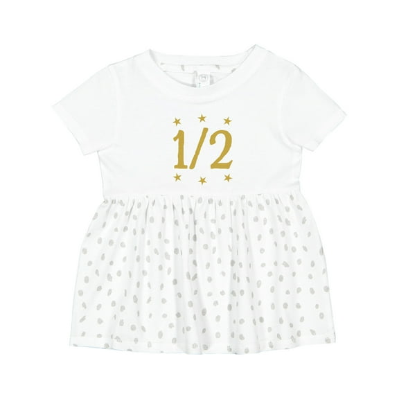 Inktastic Half Birthday Gold Stars Girls Baby Dress
