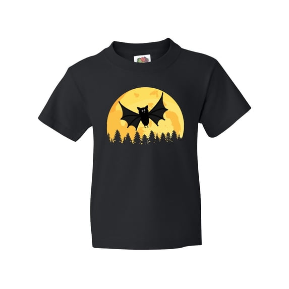Inktastic Halloween Bat with Moon Youth T-Shirt