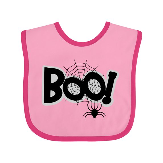 Inktastic Halloween Boo with Spider and Web in Black Boys or Girls Baby Bib