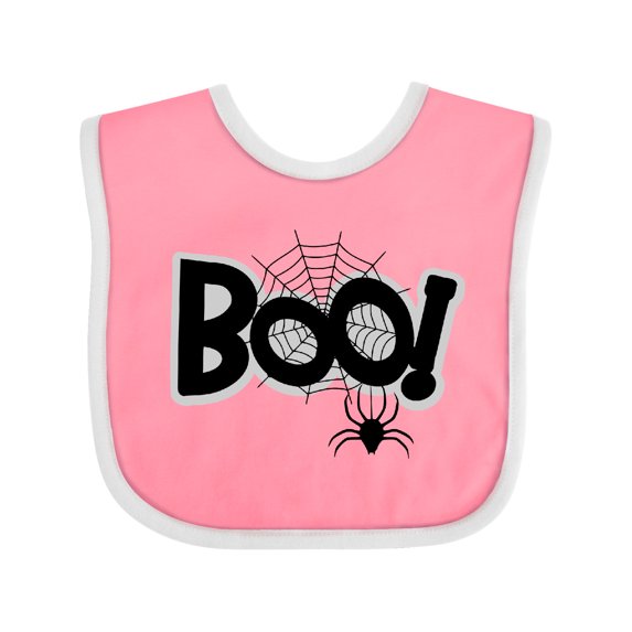 Inktastic Halloween Boo with Spider and Web in Black Boys or Girls Baby Bib