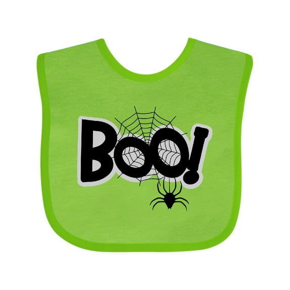 Inktastic Halloween Boo with Spider and Web in Black Boys or Girls Baby Bib
