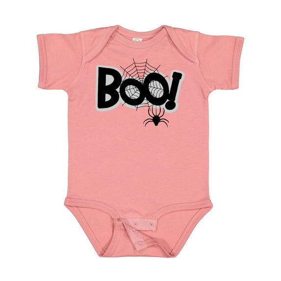 Inktastic Halloween Boo with Spider and Web in Black Boys or Girls Baby Bodysuit