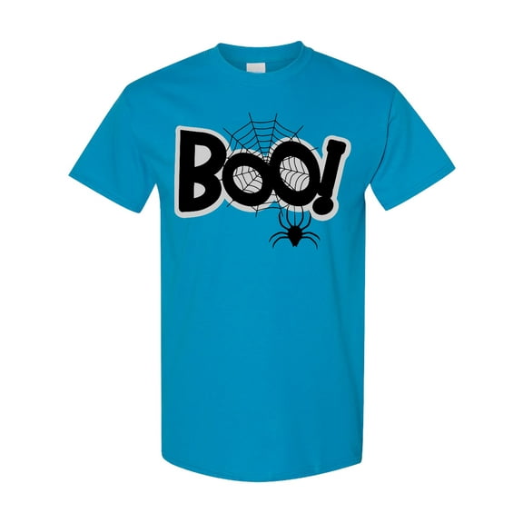 Inktastic Halloween Boo with Spider and Web in Black T-Shirt