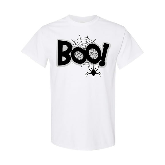 Inktastic Halloween Boo with Spider and Web in Black T-Shirt