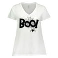 thumbnail image 1 of Inktastic Halloween Boo with Spider and Web in Black Women's Plus Size V-Neck T-Shirt, 1 of 5