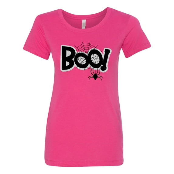 Inktastic Halloween Boo with Spider and Web in Black Women's T-Shirt