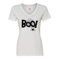 thumbnail image 1 of Inktastic Halloween Boo with Spider and Web in Black Women's V-Neck T-Shirt, 1 of 5