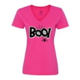 thumbnail image 1 of Inktastic Halloween Boo with Spider and Web in Black Women's V-Neck T-Shirt, 1 of 5