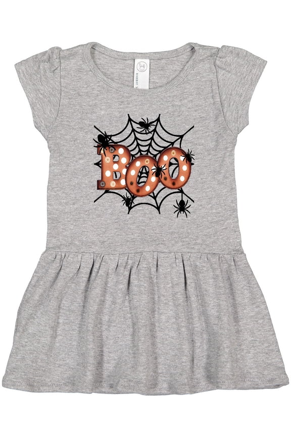 Halloween Boo with Spiders in Web Girls Toddler Dress