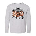 thumbnail image 1 of Inktastic Halloween Boo with Spiders in Web Long Sleeve Youth T-Shirt, 1 of 5