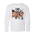 thumbnail image 1 of Inktastic Halloween Boo with Spiders in Web Long Sleeve Youth T-Shirt, 1 of 5
