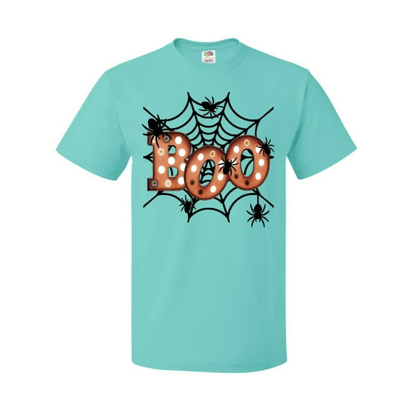 Inktastic Halloween Boo with Spiders in Web T-Shirt