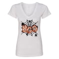 thumbnail image 1 of Inktastic Halloween Boo with Spiders in Web Women's V-Neck T-Shirt, 1 of 5