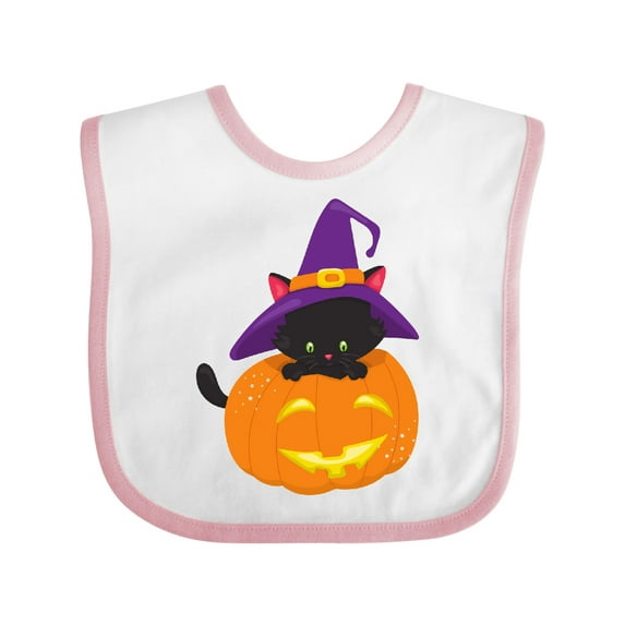 Inktastic Halloween Cat, Black Cat, Witch Hat, Pumpkin Boys or Girls Baby Bib