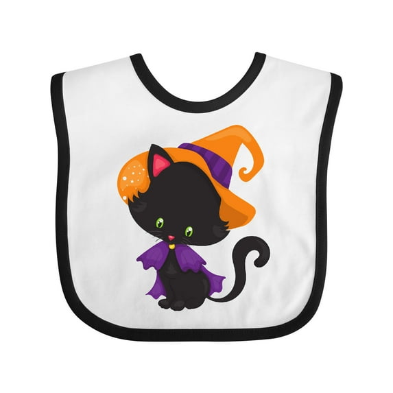 Inktastic Halloween Cat, Cute Cat, Black Cat, Witch Hat Boys or Girls Baby Bib