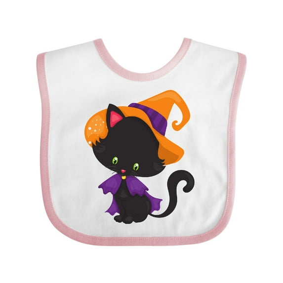 Inktastic Halloween Cat, Cute Cat, Black Cat, Witch Hat Boys or Girls Baby Bib