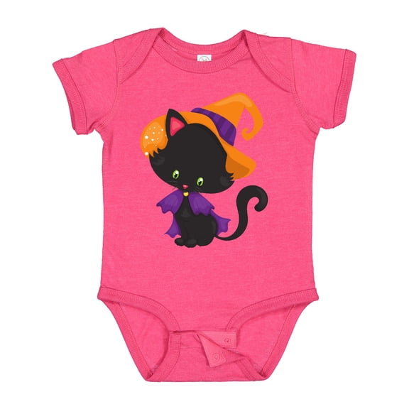 Inktastic Halloween Cat, Cute Cat, Black Cat, Witch Hat Boys or Girls Baby Bodysuit