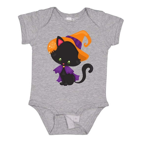 Inktastic Halloween Cat, Cute Cat, Black Cat, Witch Hat Boys or Girls Baby Bodysuit